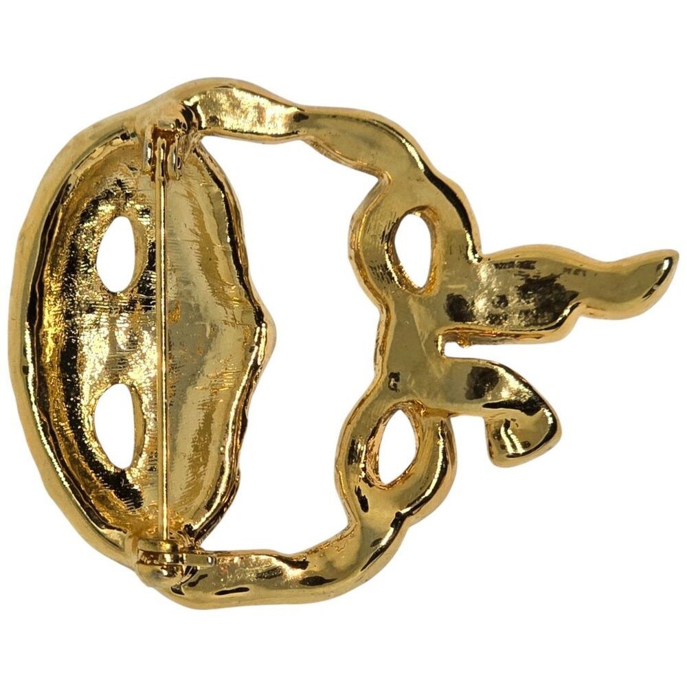 Mardi Gras Enamel Mask Brooch Pin Gold Tone Rhinestone Carnivale Masquerade - Picture 3 of 8